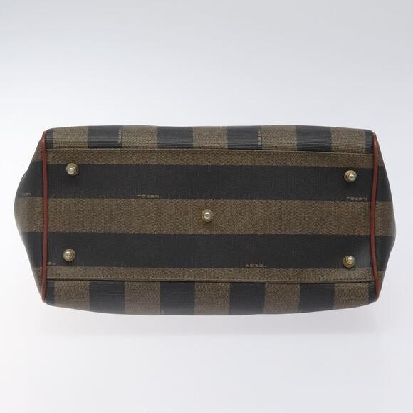 FENDI Pecan Canvas Hand Bag Brown Black Gold - Picture 9 of 12
